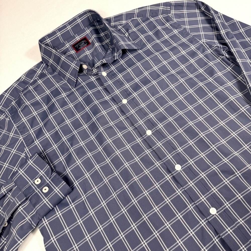 UNTUCKit Tayson Shirt XL Dark Gray Plaid Relaxed Fit Performance Stretch 41079